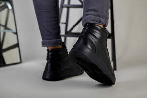 Ботинки мужские кожа флотар черного цвета зимние