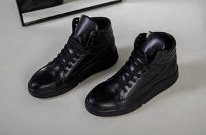 Ботинки мужские кожа флотар черного цвета зимние