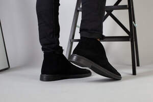 Демисезонные мужские черные замшевые лоферы