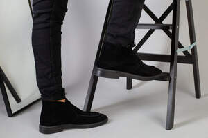 Демисезонные мужские черные замшевые лоферы