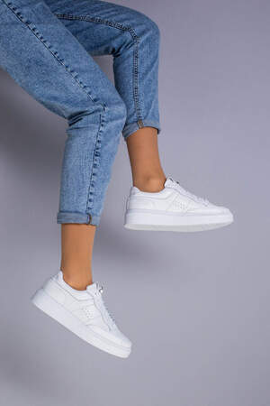 Кеды детские кожаные белые на белой подошве