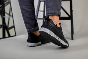 Кеды мужские кожа флотар черные