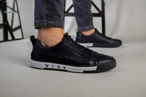 Кеды мужские кожа флотар черные