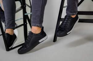 Кеды мужские кожа флотар черные