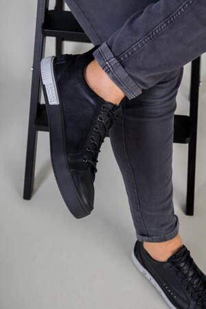 Кеды мужские кожа флотар черные