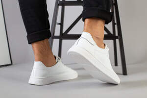 Кеды мужские кожаные белые на белой подошве Кеды мужские кожаные белые на белой подошве