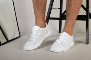 Кеды мужские кожаные белые с перфорацией Кеды мужские кожаные белые с перфорацией