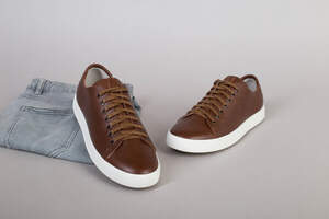 Кеды мужские кожаные коричневые на белой подошве Кеды мужские кожаные коричневые на белой подошве