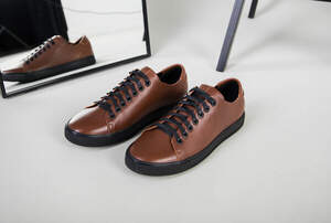 Кеды мужские кожаные коричневые на черной подошве Кеды мужские кожаные коричневые на черной подошве