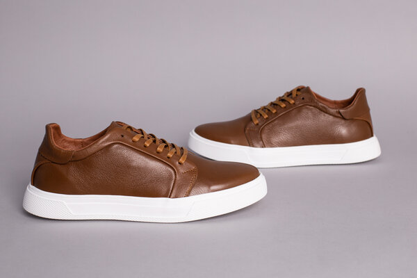 Кеды мужские кожаные рыжие на белой подошве Кеды мужские кожаные рыжие на белой подошве