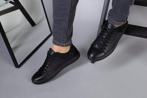 Кеды мужские кожаные с вставкой нубука черные Кеды мужские кожаные с вставкой нубука черные