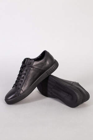 Кеды мужские кожаные черного цвета