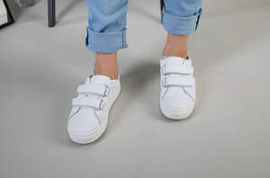 Кеды на девочку кожа флотар белые на липучках Кеды на девочку кожа флотар белые на липучках