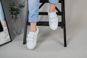 Кеды на девочку кожа флотар белые на липучках Кеды на девочку кожа флотар белые на липучках