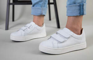 Кеды на девочку кожа флотар белые на липучках Кеды на девочку кожа флотар белые на липучках