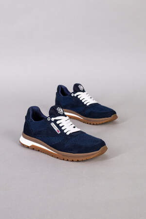 Кроссовки мужские замшевые синие с вставками сетки Кроссовки мужские замшевые синие с вставками сетки