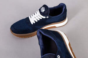 Кроссовки мужские замшевые синие с вставками сетки Кроссовки мужские замшевые синие с вставками сетки