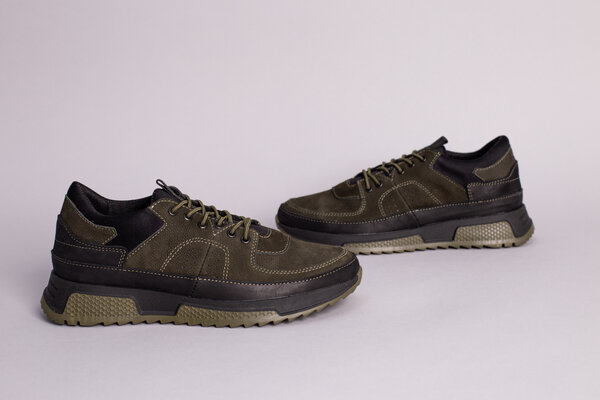 Кроссовки мужские из нубука зеленые Кроссовки мужские из нубука зеленые