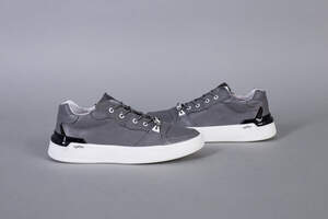 Кроссовки мужские кожаные серые с перфорацией Кроссовки мужские кожаные серые с перфорацией