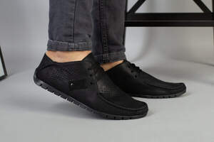 Мокасины мужские кожа мустанг черные, перфорация Мокасины мужские кожа мустанг черные, перфорация