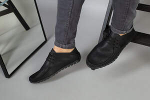 Мокасины мужские кожа мустанг черные, перфорация Мокасины мужские кожа мустанг черные, перфорация