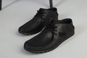 Мокасины мужские кожа мустанг черные, перфорация Мокасины мужские кожа мустанг черные, перфорация