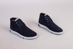 Мужские зимние ботинки синяя замша 40