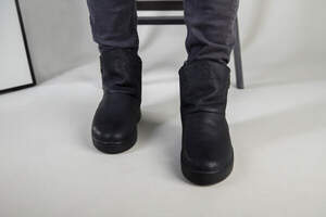 Мужские кожаные черные зимние ботинки, 40 Мужские кожаные черные зимние ботинки, 40