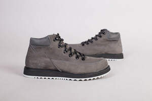 Мужские серые зимние ботинки из нубука, на шнуровке, 40 Мужские серые зимние ботинки из нубука, на шнуровке, 40
