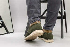 Мужские туфли из нубука цвета хаки, на шнурках Мужские туфли из нубука цвета хаки, на шнурках