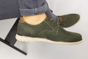 Мужские туфли из нубука цвета хаки, на шнурках Мужские туфли из нубука цвета хаки, на шнурках