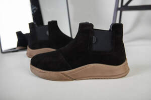 Мужские черные замшевые зимние ботинки на резинке, 40