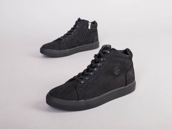 Мужские черные зимние ботинки из нубука, на шнурках с замком, 40 Мужские черные зимние ботинки из нубука, на шнурках с замком, 40