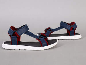 Сандалии мужские кожаные синие с красными вставками Сандалии мужские кожаные синие с красными вставками