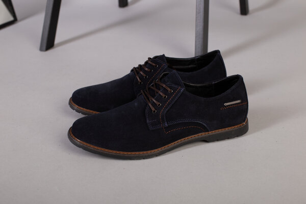 Туфли мужские замшевые синие на шнурках Туфли мужские замшевые синие на шнурках