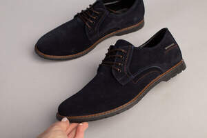 Туфли мужские замшевые синие на шнурках Туфли мужские замшевые синие на шнурках