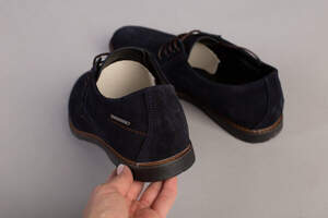 Туфли мужские замшевые синие на шнурках Туфли мужские замшевые синие на шнурках