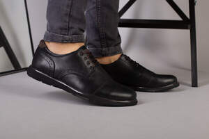 Туфли мужские кожаные черные на шнурках