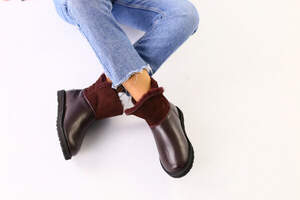 Угги детские кожаные темно-бордовые Угги детские кожаные темно-бордовые