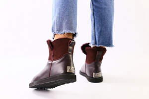 Угги детские кожаные темно-бордовые Угги детские кожаные темно-бордовые