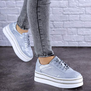 Женские кожаные сникеры Fashion Erly 1709 38 размер 24 см Голубой