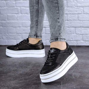 Женские кожаные сникеры Fashion Erly 1717 39 размер 24,5 см Черный Женские кожаные сникеры Fashion Erly 1717 39 размер 24,5 см Черный