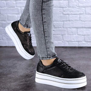 Женские кожаные сникеры Fashion Erly 1717 39 размер 24,5 см Черный Женские кожаные сникеры Fashion Erly 1717 39 размер 24,5 см Черный