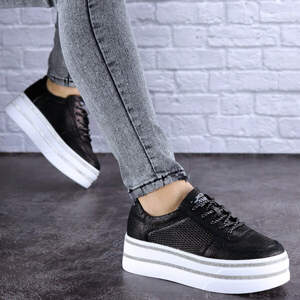 Женские кожаные сникеры Fashion Erly 1717 39 размер 24,5 см Черный Женские кожаные сникеры Fashion Erly 1717 39 размер 24,5 см Черный