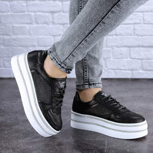 Женские кожаные сникеры Fashion Erly 1717 39 размер 24,5 см Черный Женские кожаные сникеры Fashion Erly 1717 39 размер 24,5 см Черный