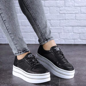 Женские кожаные сникеры Fashion Erly 1717 39 размер 24,5 см Черный Женские кожаные сникеры Fashion Erly 1717 39 размер 24,5 см Черный
